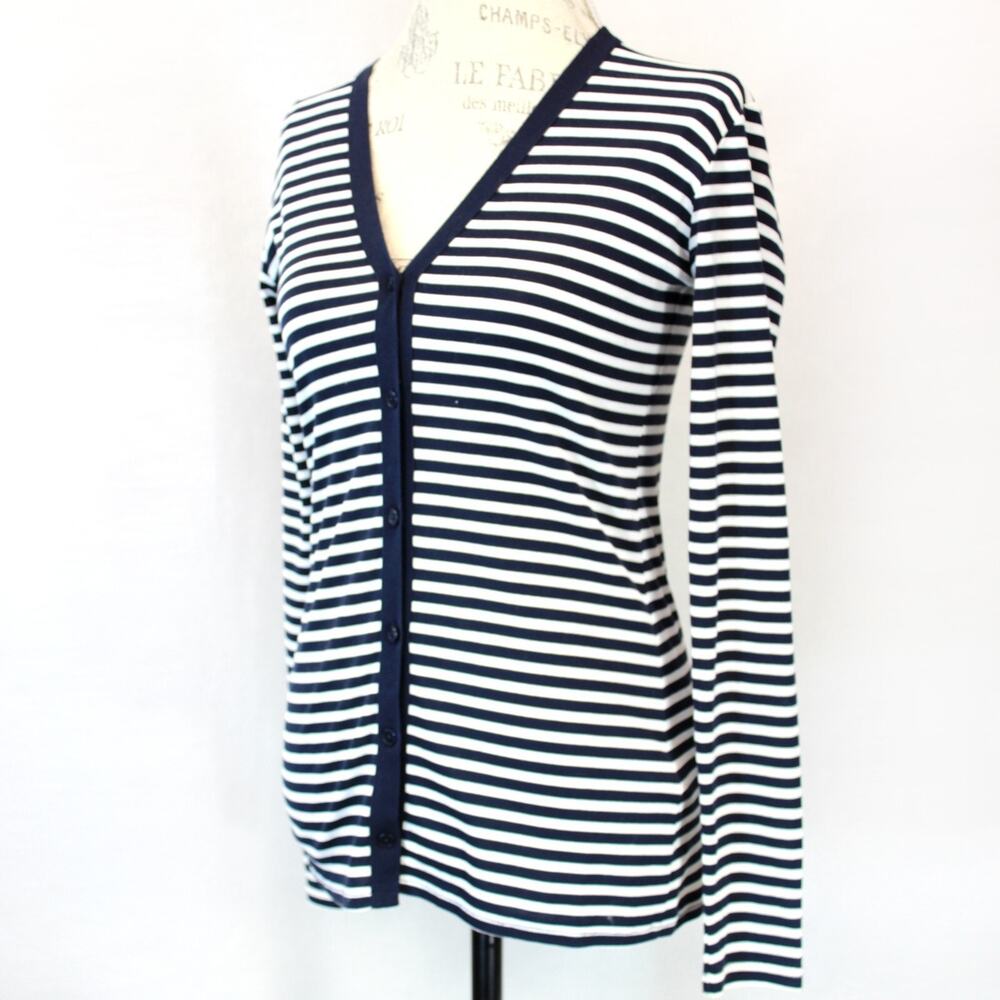 Ralph Lauren Black Label Striped 100% mercerized cotton cardigan blouse top P/S